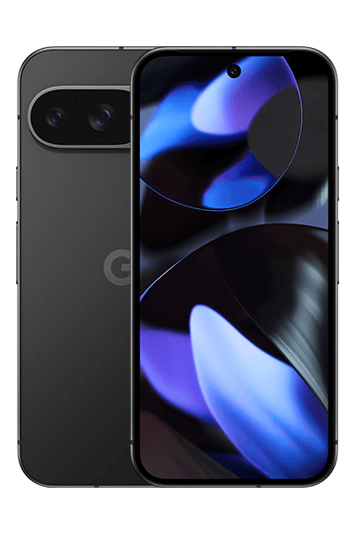 Google Pixel 9 in black color featuring its dual camera system and beautiful display